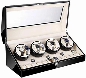 Mechanical Watch Shaker 8 12 Automatic Watch Winder Box with LED Illumination Quiet Motor Piano Paint Exterior Large 4 Rotation Modes (Color : C) (B)