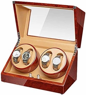 Mechanical Watch Shaker Automatic Watch Winder Box 4 Quiet Motor Wood Shell Piano Paint Exterior Flexible Watch Pillows for Man Women Watches Efficency