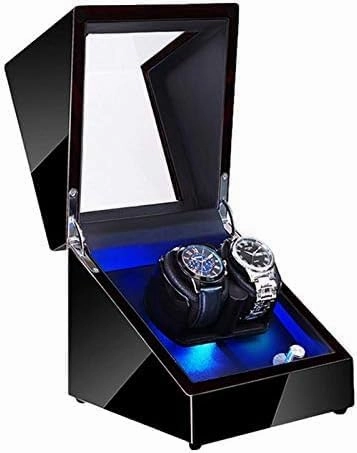 Mechanical Watch Shaker Automatic Watch Winder with LED Light Soft Flexible Watch Pillow AC Adapter and Battery Powered Quiet Motor 4 Rotation Modes (