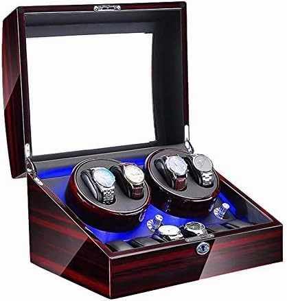 Mechanical Watch Shaker Watch Winder Automatic Winding with LED Light Watch Winder Box Soft Watch Pillow AC Adapter and Battery Powered Quiet Motor