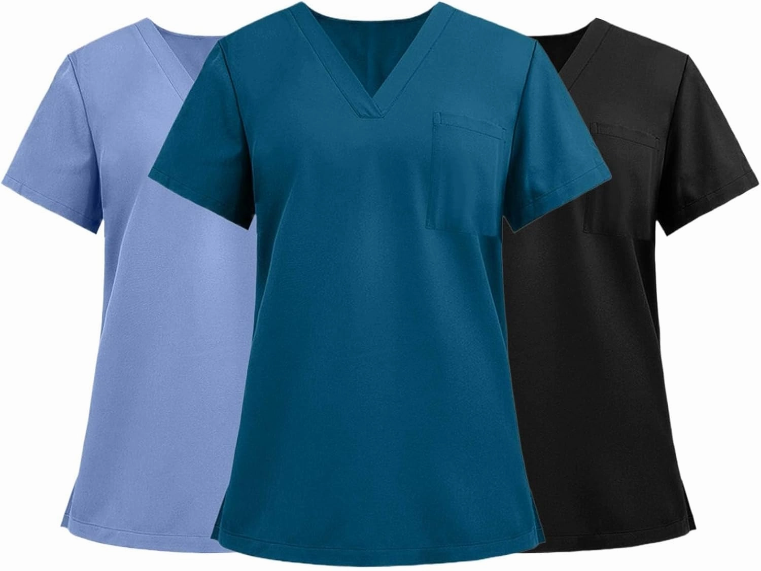 Medical Scrub Tops for Women - Soft Stretch V-Neck Scrub Tops with 3 Pockets Nurse Medical Uniforms 1/3 Piece