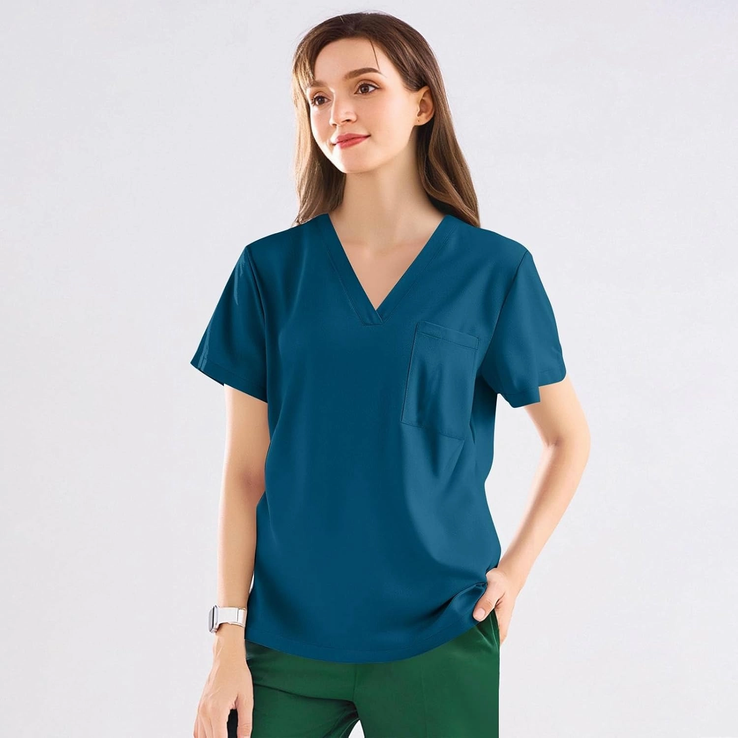 Medical Scrub Tops for Women - Soft Stretch V-Neck Scrub Tops with 3 Pockets Nurse Medical Uniforms 1/3 Piece