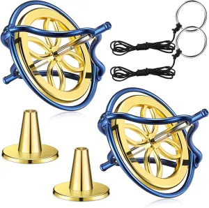 meekoo 2 Packs Gyroscope Toys Metal Anti Gravity Colorful Precision Top Gyroscope for Christmas Educational Birthday Gifts(Blue, Gold)