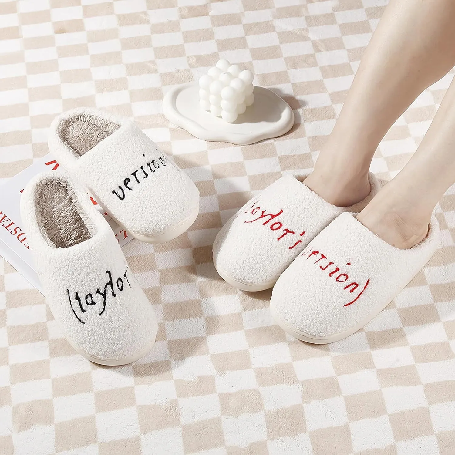 Meet Me at Midnight Slippers for Women Men Plush Fuzzy Cozy House Slippers Winter Warm Indoor Outdoor Shoes