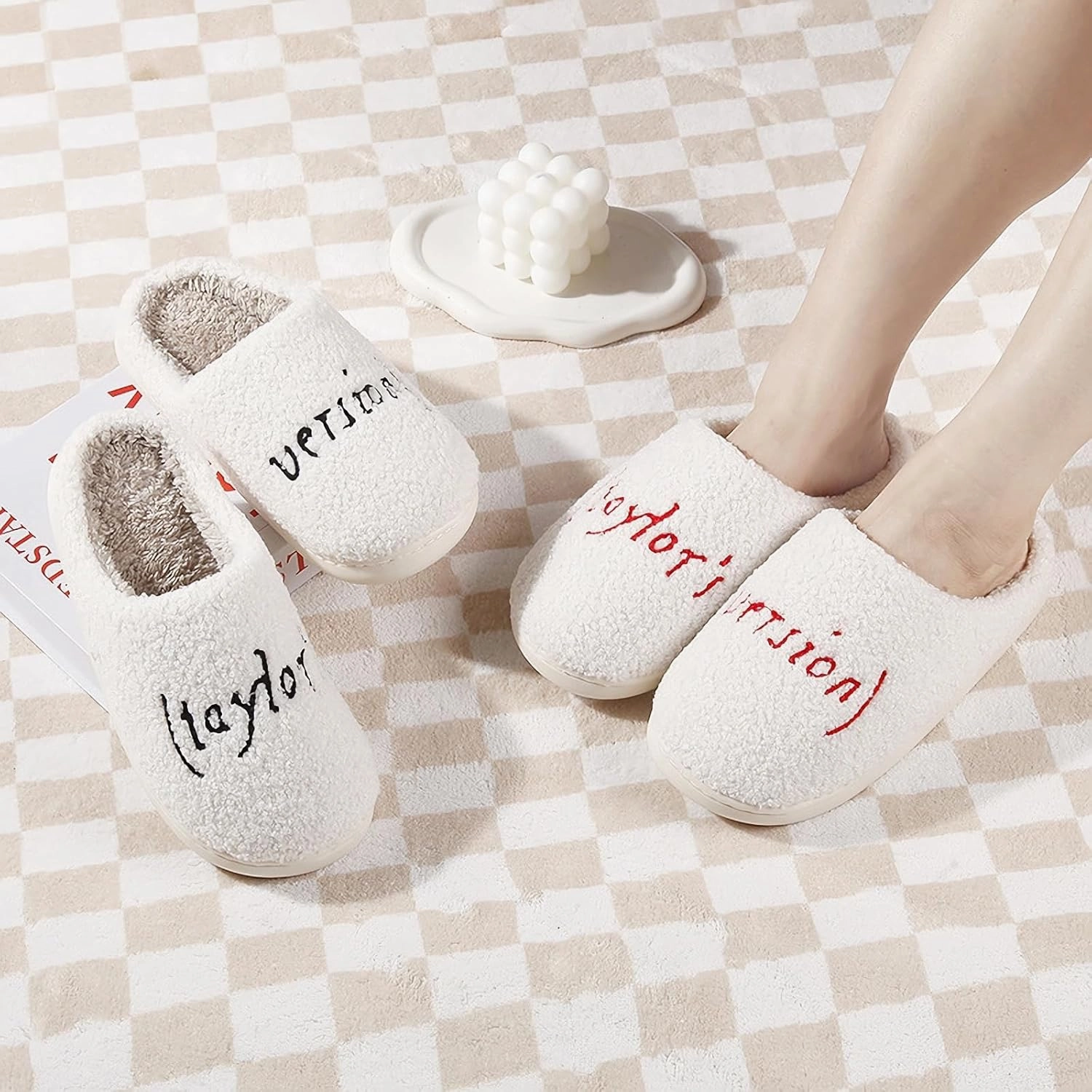 Meet Me at Midnight Slippers for Women Men Plush Fuzzy Cozy House Slippers Winter Warm Indoor Outdoor Shoes