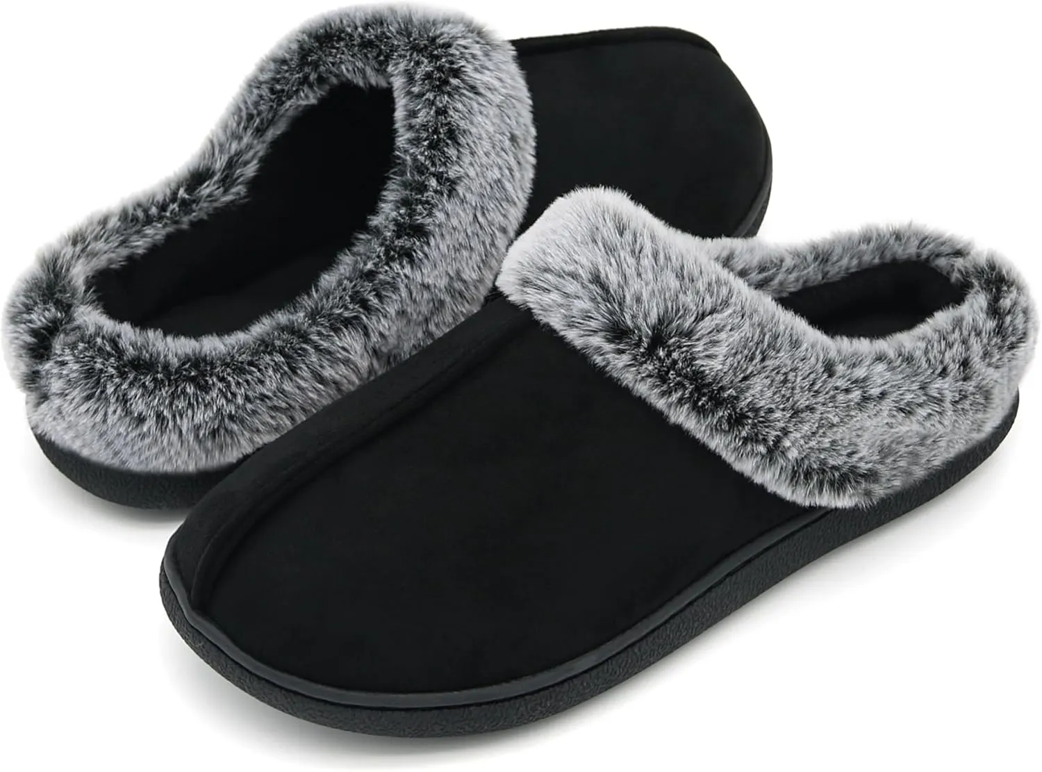 Memory Foam Home Slippers for Women, Fluffy Fuzzy Plush Womens House Shoes for Indoor Outdoor Bedroom, Cute Comfy Microsuede Scuff for Ladies
