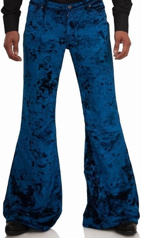 Men's Velvet Relaxed Vintage 60s 70s Bell Bottom Stretch Fit Classic Comfort Flared Flares Retro Leg Disco Pants