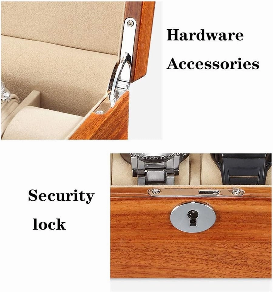 Mens Jewellery Box Watch Storage Box Rosewood Watch Boxes Watch Storage Box 6/12 grids with Lock compartments Transparent Window Jewellery Display Box Watch Display Storage Box Vision Watch Gift Box