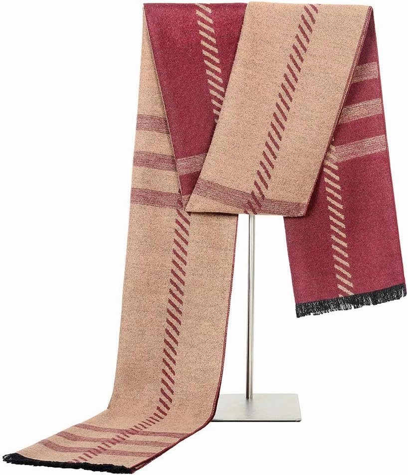 Mens Soft Scarf For Autumn And Winter，Simple And Elegant Long Thick Plush Scarf
