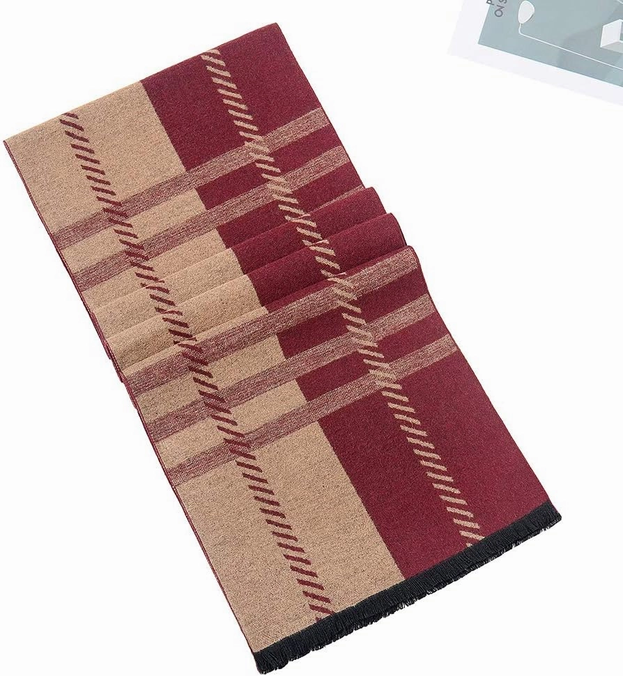 Mens Soft Scarf For Autumn And Winter，Simple And Elegant Long Thick Plush Scarf