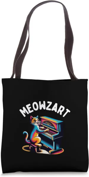 Meowzart / Funny Piano Music Pun & Cute Cat Tote Bag