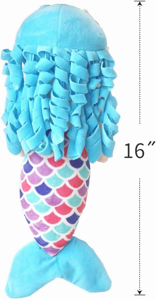 Mermaid Doll for Girls, Mermaid Princess Plush, Soft and Snuggly Plush Animal, Lovely Bright Colors, Perfect for Nap Time, Sleep, Travel, Play Time, Birthday Present, 16 Inches (Blue Color)
