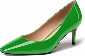 MERRORI Women's Patent Square Toe Slip On Solid Stiletto Mid Heel Pumps Shoes 2.5 Inch