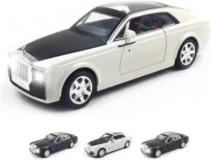 Metal Toy Cars of Rolls-Royce Sweptail, 1:24 Scale Rolls-Royce Model Diecast Cars with Door/Sound/Light/Pull Back, Rolls Royce Car Toy Gift for Christmas Birthday (1:24 Rolls Royce Sweptail -White)