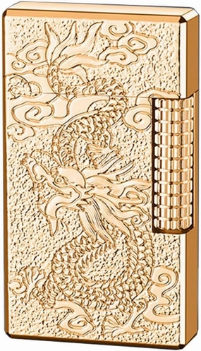 Metal Inflatable Hand Engraved Refillable Gas Lighter, Classic Soft Flame Vintage Grindstone Ignition Butane Torch, Adjustable Flame Cigar Lighter Suitable for Indoor and Outdoor, Premium Gift(Gold2)