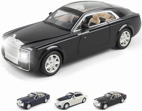 Metal Toy Cars of Rolls-Royce Sweptail, 1:24 Scale Rolls-Royce Model Diecast Cars with Door/Sound/Light/Pull Back, Rolls Royce Car Toy Gift for Christmas Birthday (1:24 Rolls Royce Sweptail-Black)