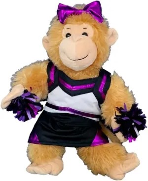 Metallic Purple & Black Cheerleader With Matching Pompoms Fits Most 6"-10" Stuffed Soft Animal Toy Get Ready Your Toy Plushie Costume Gift's For Your Cute Teddy Bears & Toy!