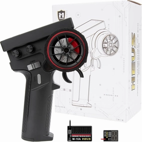 MEUS RACING ME-10B RC Transmitter 10 Channels 2.4GHz and Receiver with Coach Mode for 1/8 1/10 1/18 1/24 RC Crawler Car Boat TRX4 TRX4M SCX10 SCX24 Upgrades Parts (Black - 2 Receivers)