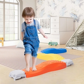Miereirl Balance Beam Stepping Stones for Kids, 8 Pcs Toddler Balance Beam, Non-Slip Plastic Balance Stepping Stones, Sensory Toys for Toddlers, Kids, Indoor or Outdoor Active Play for Age 3-5 Years