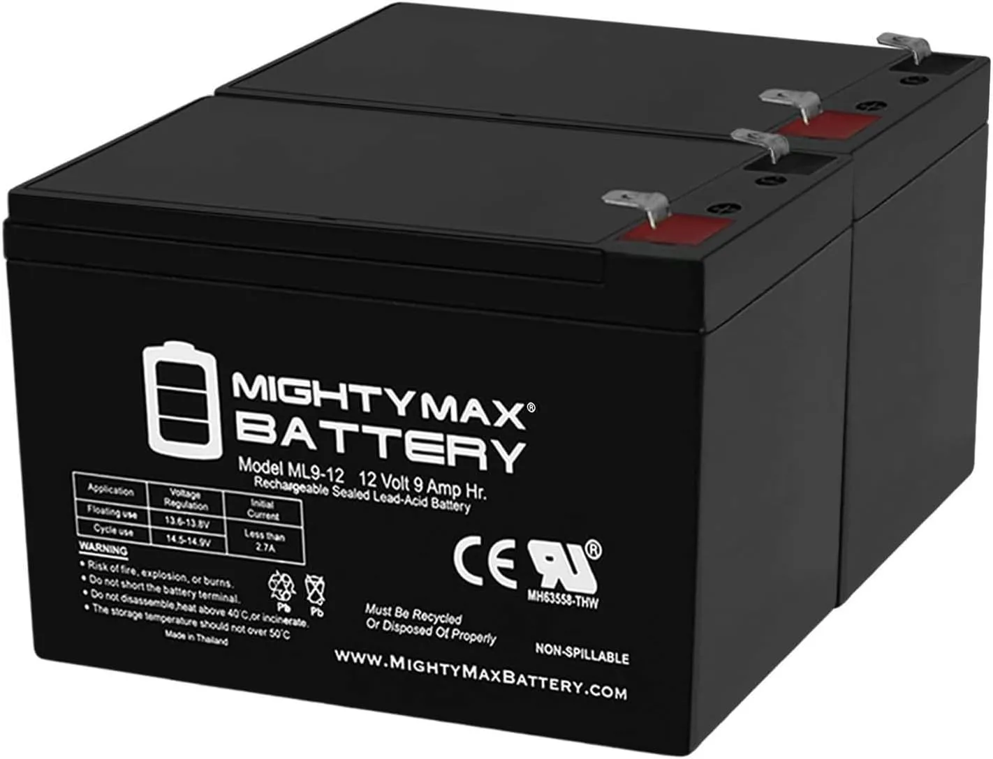 Mighty Max Battery 12V 9AH SLA Battery for Electric Scooter and Toy Car - Pack of 2