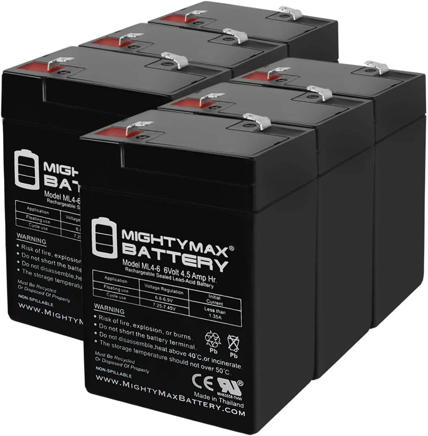Mighty Max Battery 6V 4.5AH SLA Battery Replaces Disney DOC McStuffins Electric Toy Car - 6 Pack