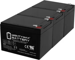 Mighty Max Battery ML12-12 - 12V 12AH F2 Battery for Hoveround Activa Mini Wheelchair - 3 Pack
