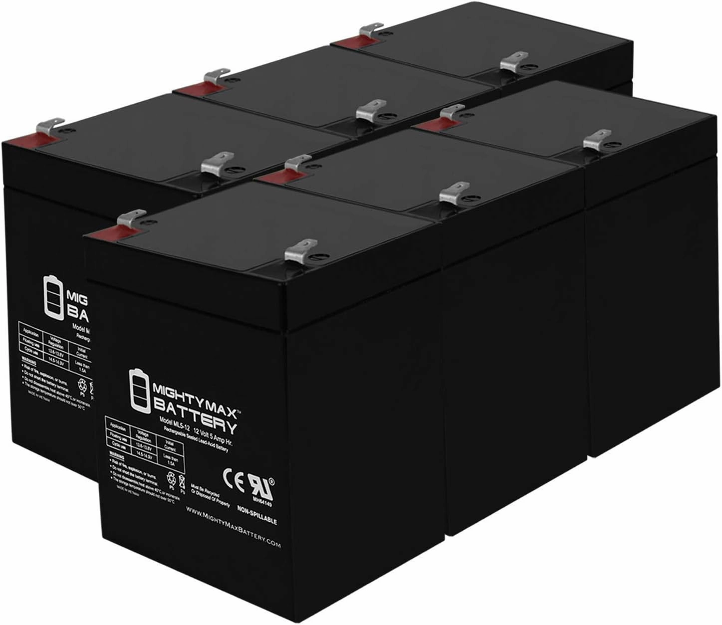 Mighty Max Battery 12V 5AH SLA Battery Replacement for Mini-X XC50GTB Scooter - 6 Pack