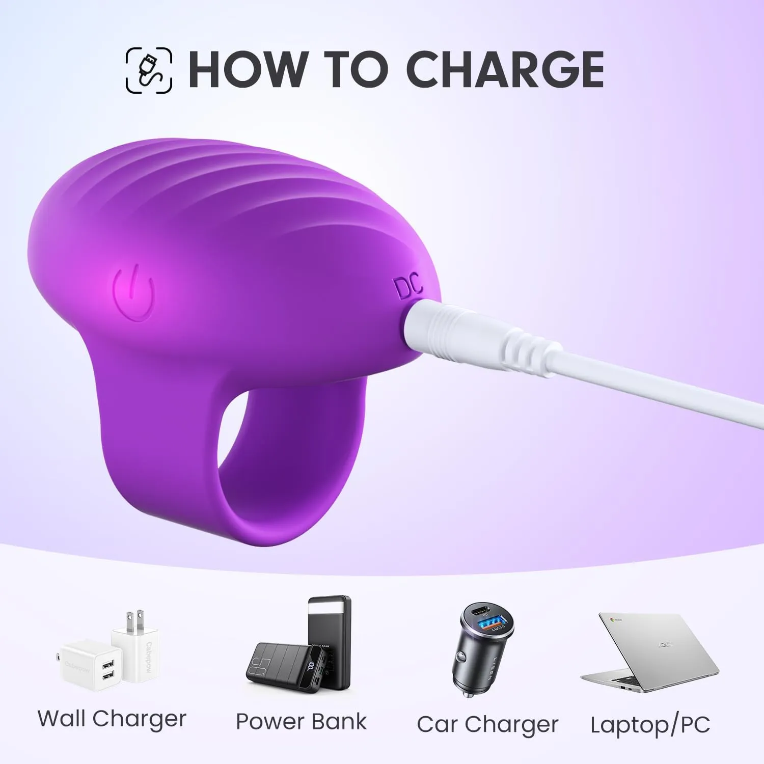 Mini Face Massager, Waterproof Rechargeable Portable Powerful Massage Tool, Multifunctional Eye, Finger and Body Massager (Light Purple)