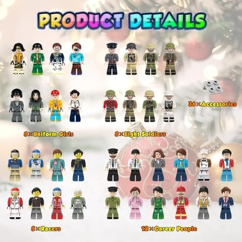 Mini Figure Toy, 36 PCS Action Figure, Minifigures Stuffer, Minifigures Building Bricks Mini People with Accessories, Boys Girls Gift for Christmas Stockings, Birthday