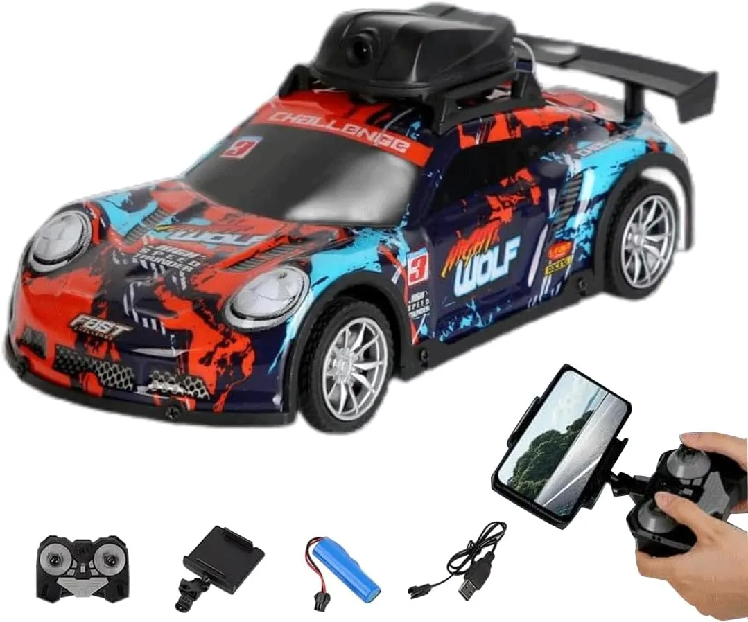 Mini RC Drift Car with HD Camera & LED Lights, 2.4G 4CH Remote Control Car Electric Racing Sports Cars for Adult Teens - RTR Version / 1 Battery