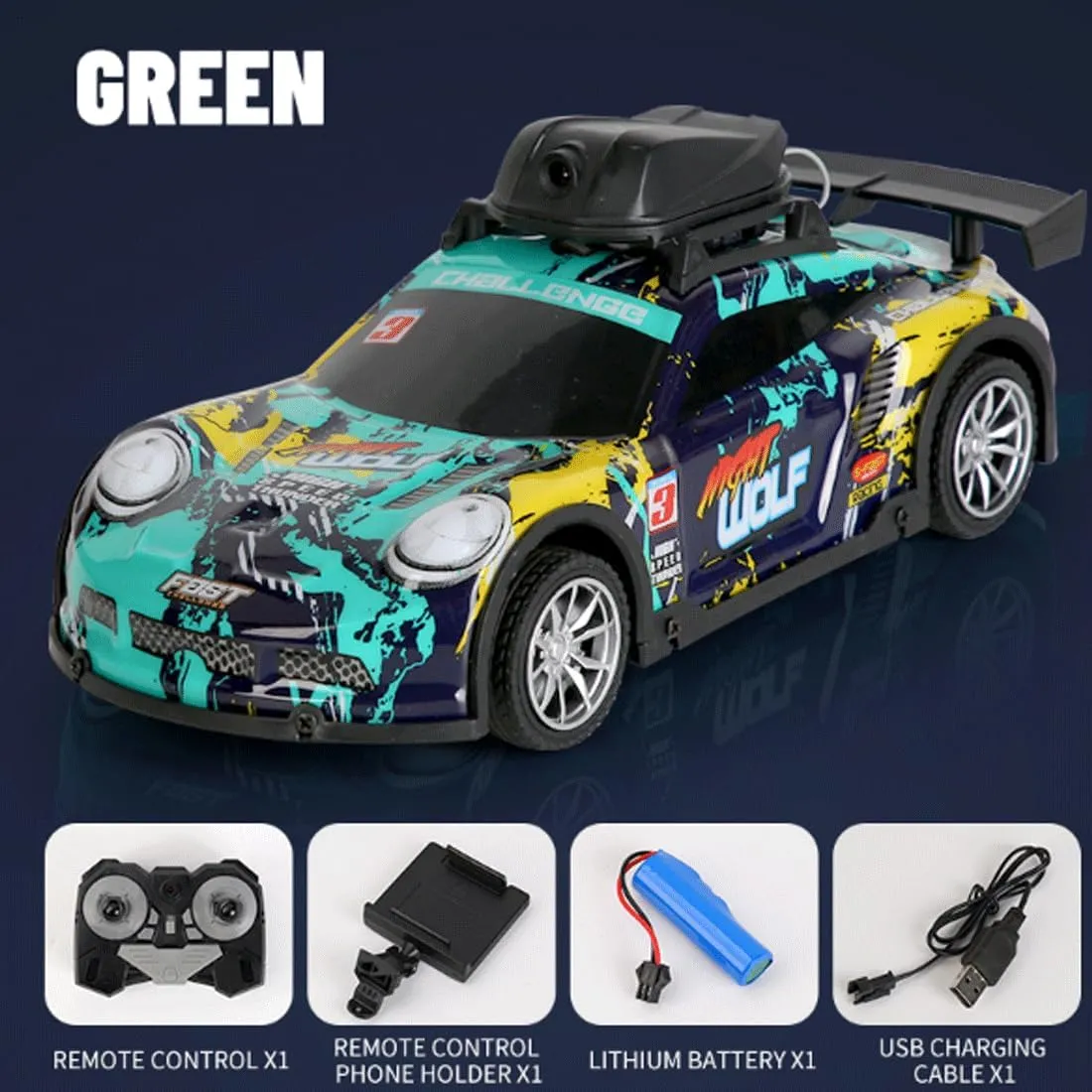 Mini RC Drift Car with HD Camera & LED Lights, 2.4G 4CH Remote Control Car Electric Racing Sports Cars for Adult Teens - RTR Version / 1 Battery