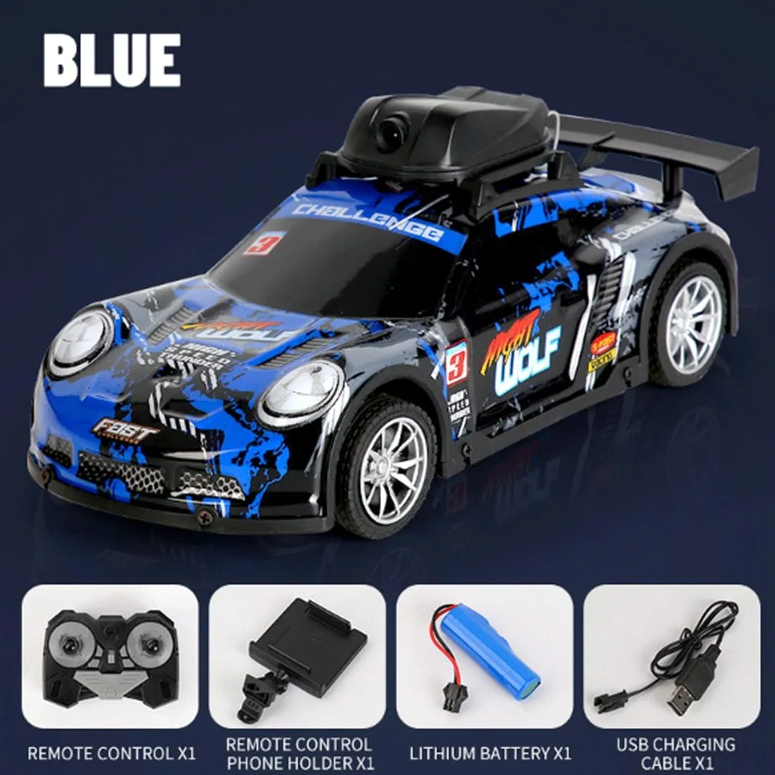 Mini RC Drift Car with HD Camera & LED Lights, 2.4G 4CH Remote Control Car Electric Racing Sports Cars for Adult Teens - RTR Version / 1 Battery