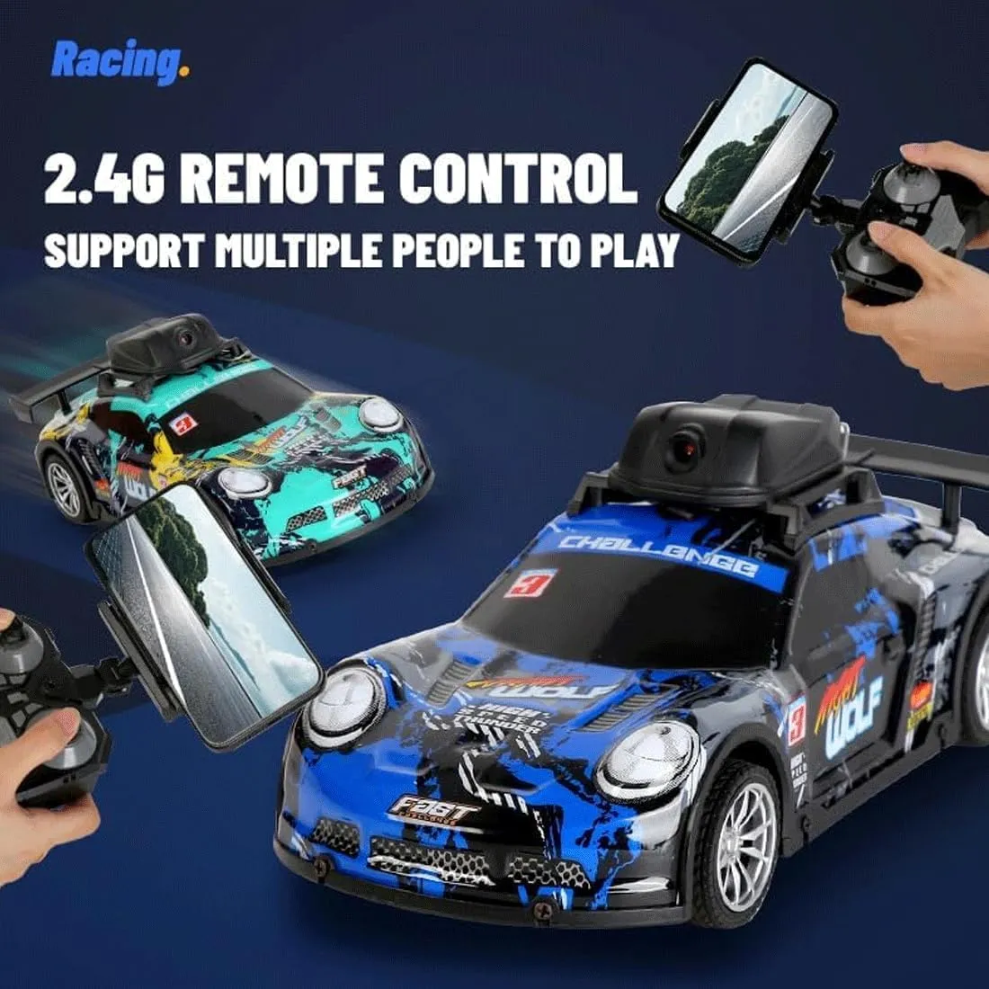 Mini RC Drift Car with HD Camera & LED Lights, 2.4G 4CH Remote Control Car Electric Racing Sports Cars for Adult Teens - RTR Version / 1 Battery