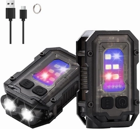 Mini EDC Flashlight, Small Powerful Keychain Flashlight with Sidelight, High Lumens 800lm, USB-C Rechargeable, Keychain Light with Clip - 8 Mode, IPX4 Waterproof, for Hiking, Running, 2Pack