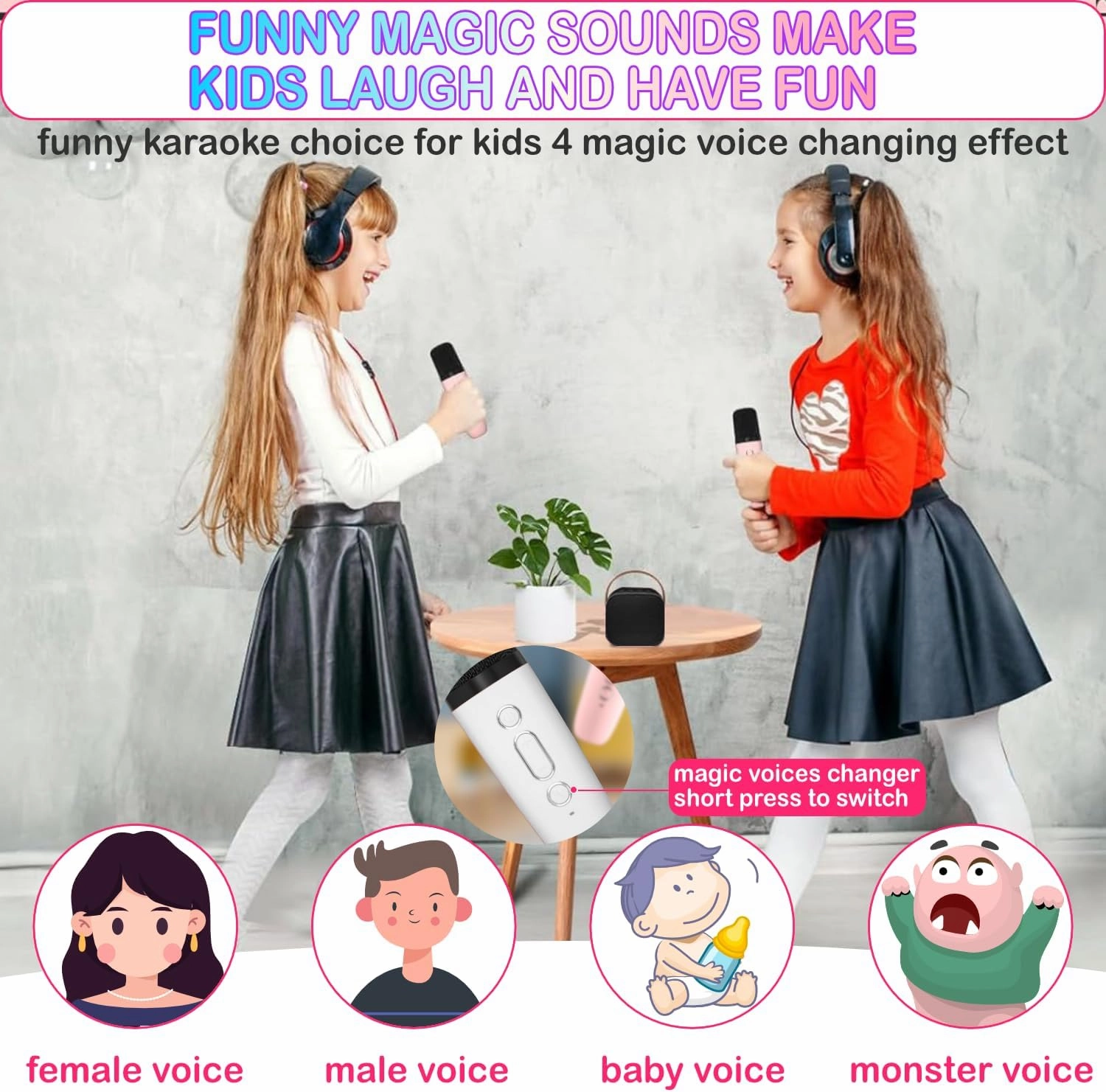 Mini Karaoke Machine for Kids & Adults, Kids Toys for Girls & Boys Gifts, Bluetooth Speaker with 2 Wireless Microphone for Kids Adults Toddler Girls Home Party Birthday Gifts White