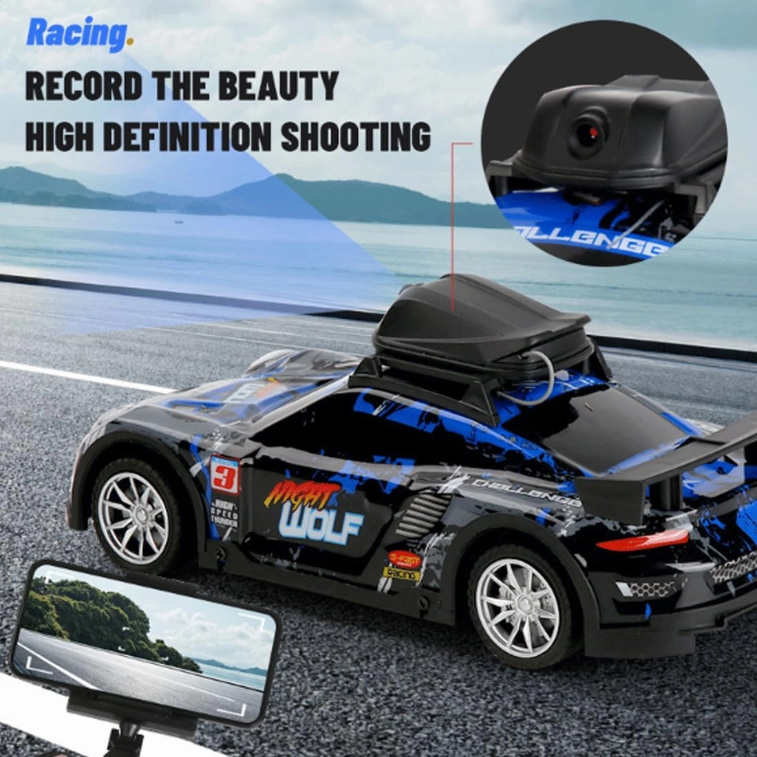 Mini RC Drift Car for Adults, 2.4GHz 4CH APP-Controlled RC Car with HD Camera & LED Light, Real-Time Recording RC Racing Toys Hobbyist Gift