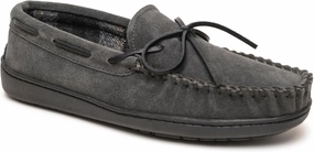 Minnetonka Plaid Lined Hardsole - Moccasin Slippers for Men Made with Suede Upper, Rubber Sole, Plush Interior, Fleece Lining, Rawhide Lace, and Traditional Moccasin Design