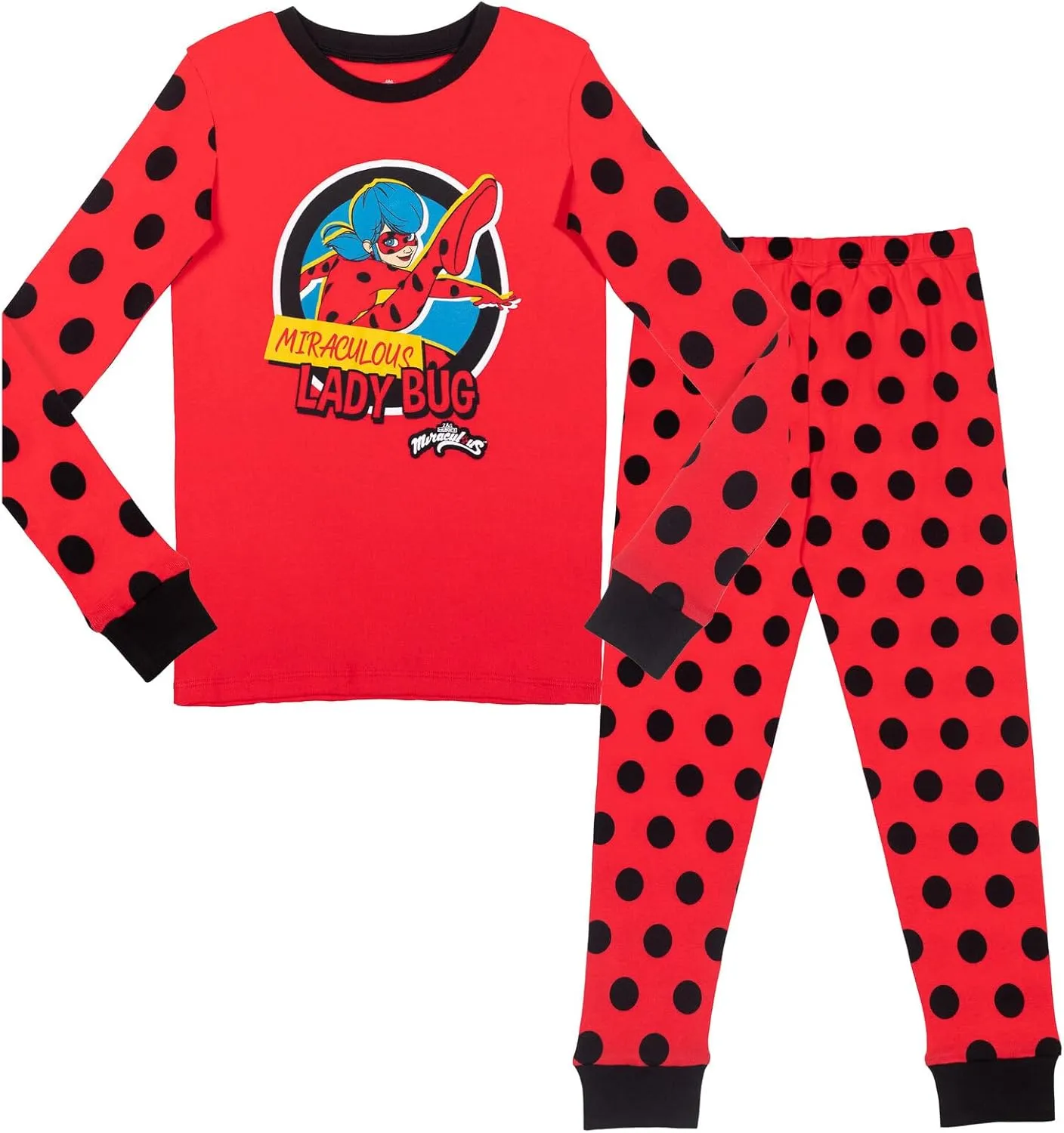 Miraculous Ladybug Girls Pullover Pajama Shirt and Pants Sleep Set Little Kid to Big Kid Sizes (4-5 - 14-16)