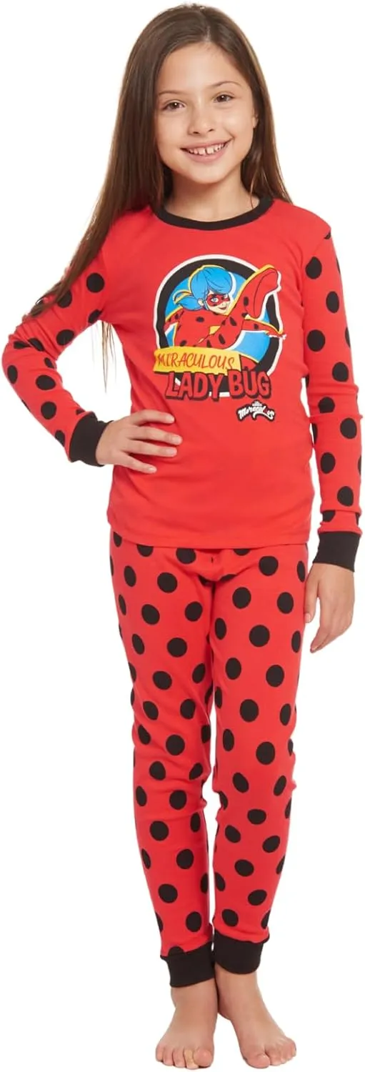 Miraculous Ladybug Girls Pullover Pajama Shirt and Pants Sleep Set Little Kid to Big Kid Sizes (4-5 - 14-16)