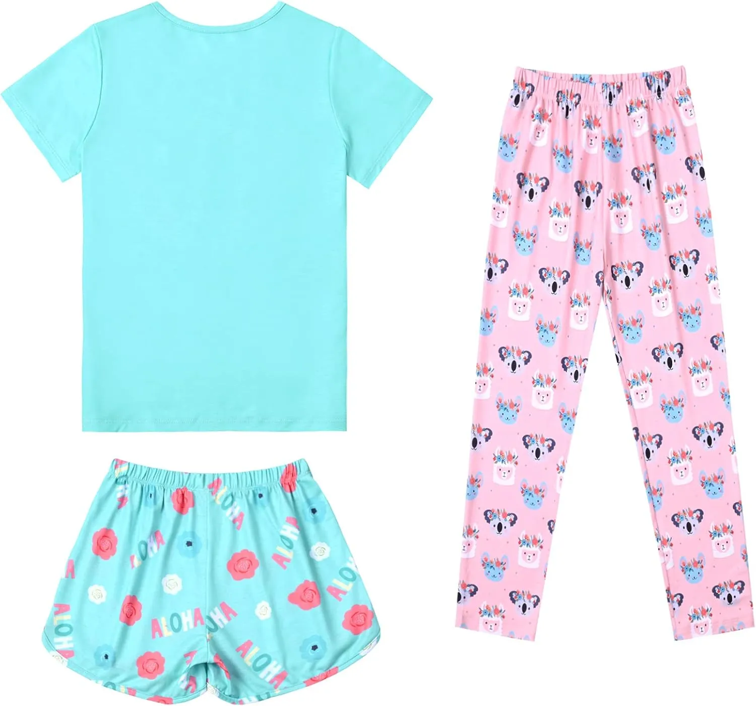 Mirawise Girls 3 Pc Pajamas Sleepwear Cotton Pjs Clothes Set 4-13 Years
