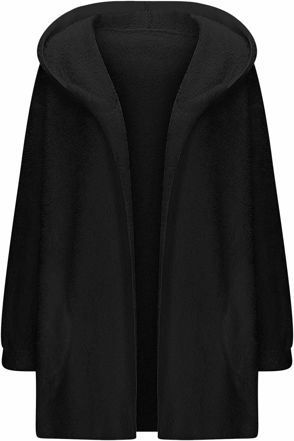 Miyaomn Women's Hooded Cardigans Fuzzy Fleece Oversized Long Jackets Hoodies Winter Warm Open Front Plush Sherpa Coat Outwear