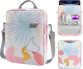MoKo 9-11 Inch Tablet Sleeve Bag Handle Carrying Case with Shoulder Strap Fits 11inch iPad Air M3, iPad A16 2025, iPadPro M4/Air M2 5/4th 10.9, Tab S8/S9 11, Tropical Leaf