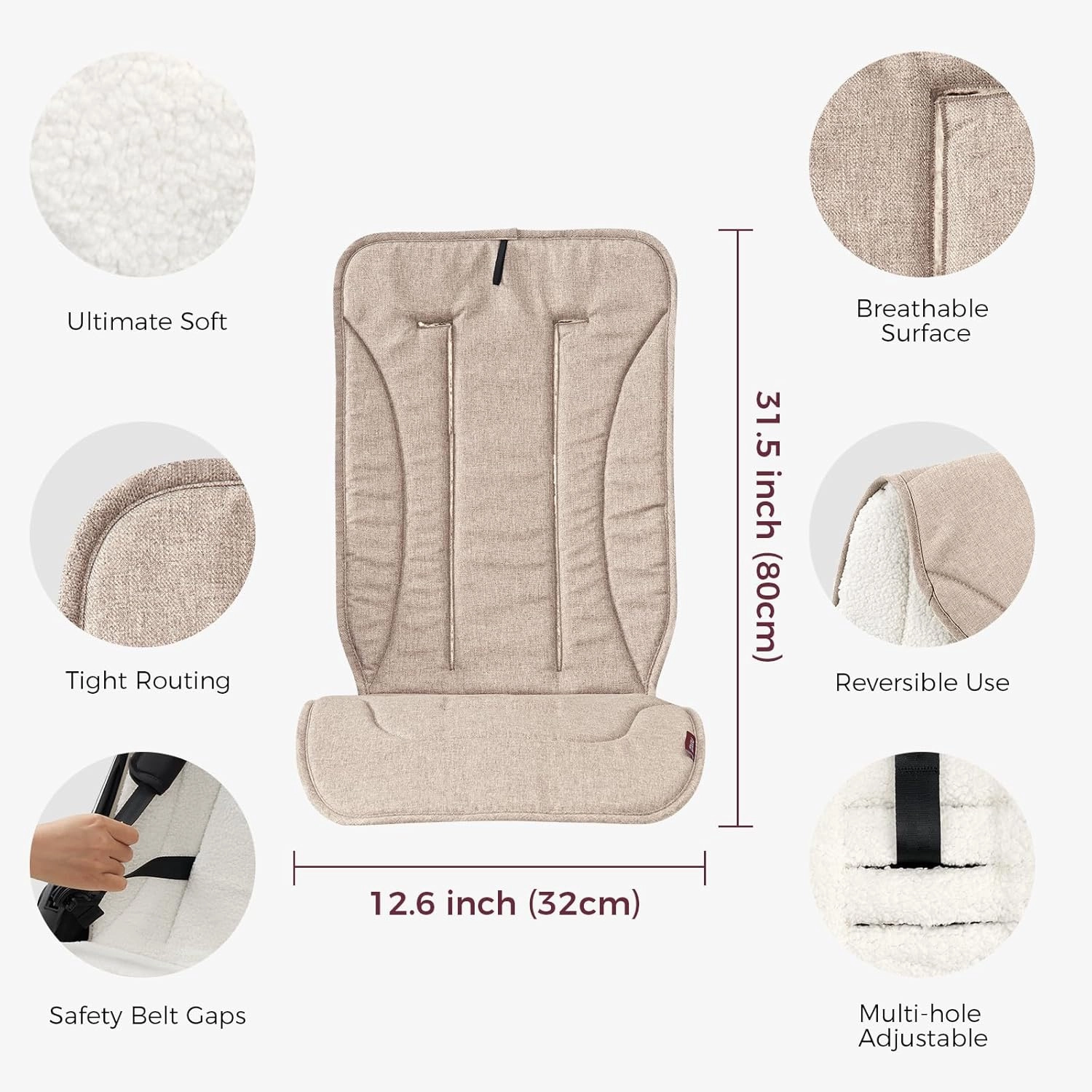 Momcozy Reversible Stroller Cushion | Universal Breathable Stroller Liner | Winter Warm Car Seat Liners | Crib Carriage Cushion Pad | Plush for Winter Use ＆Soft Fabric for All-Season Comfort