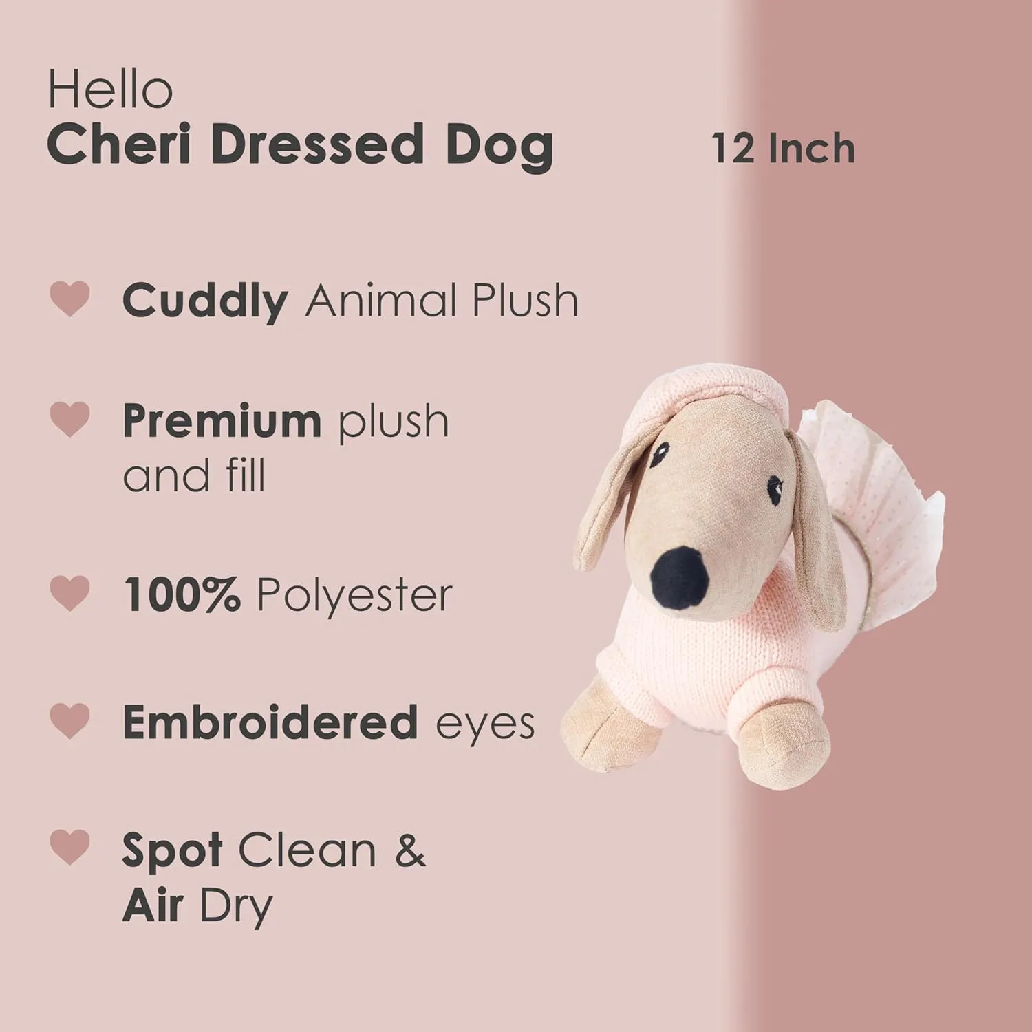 MON AMI Mon Cheri Dressed Dog Stuffed Animal – 12”, Soft & Cuddly Plush Animal, Use as Toy or Room Decor, Great Gift for Kids of All Ages