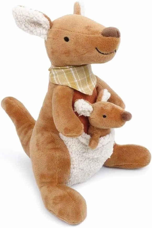 MON AMI Stella Kangaroo Stuffed Animal with Baby Too – 9.5”, Mom and Baby Kangaroo Plush Toy for Newborns, Toddlers, Nursery Room Décor