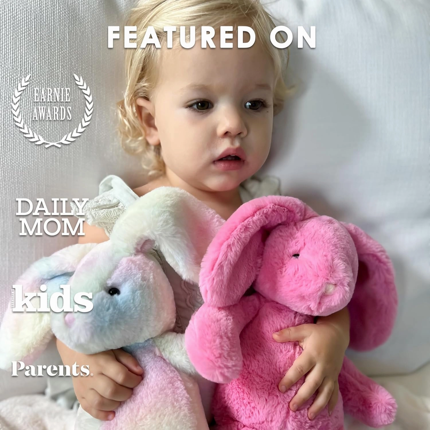 MON AMI Blossom Bunny Stuffed Animal – 13” Pink, Soft & Cuddly, Huggable Rabbit Plush Toy, Nursery Décor for Kids of All Age