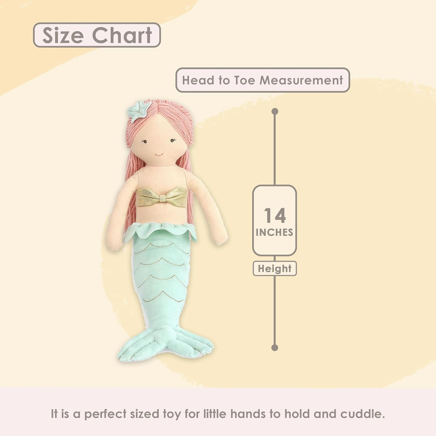 MON AMI Kaia The Mermaid Doll – 14”, Plush Mermaid Gifts for Girls, Use as Toy or Nursery Room Décor for Kids of All Ages