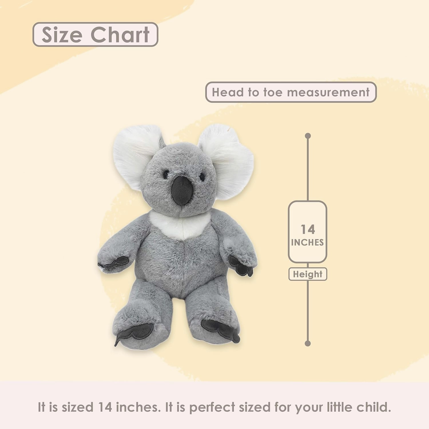 Mon Ami "Sydney The Koala Plush, Great Adorable Plush Toy, Gift for Little Girls or Boys, Toddlers, Pre-School Kids, Gray, 14"