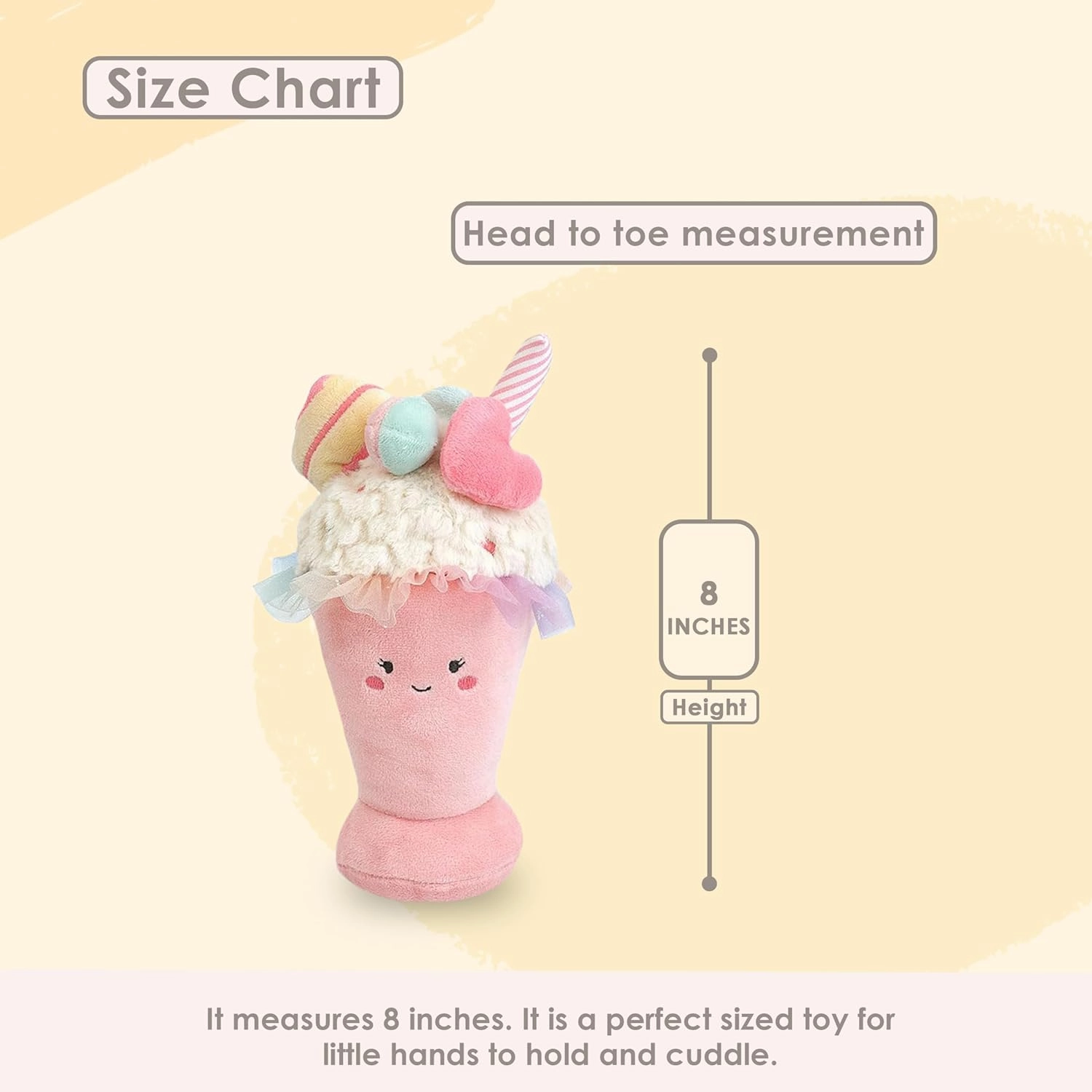 MON AMI Sweet Treat Milkshake Stuffed Toy – 8”, Super Soft Food Plush, Collectible Stuffed Plush for Kids