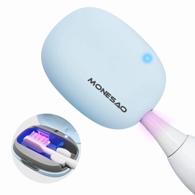 MONESAO Toothbrush Sanitizer Case, Toothbrush Covers with Holder, Rechargeable Travel Home Toothbrush And Holder, Cleaner Case for All Electric And Manual Toothbrushes (Blue)